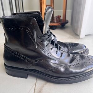 Saint Laurent Black Leather Boots Men - fits size 13 Made in Italy Size 48